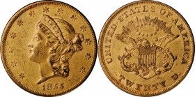 1855 Liberty Head Double Eagle. About Uncirculated, Altered Surfaces (Uncertified).
Estimate: $2500.00
