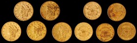 Lot of (5) 1855-S Liberty Head Double Eagles. AU (Uncertified).
All coins are impaired due to cleaning, environmental damage and/or surface damage.
...