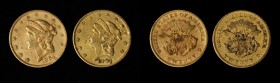 Lot of (2) 1864 Liberty Head Double Eagles. AU (Uncertified).
Both coins are impaired, one cleaned to remove environmental damage, the other with sur...