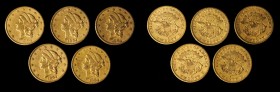 Lot of (5) 1864-S Liberty Head Double Eagles. EF (Uncertified).
Several examples are lightly impaired.
Estimate: $9075.00