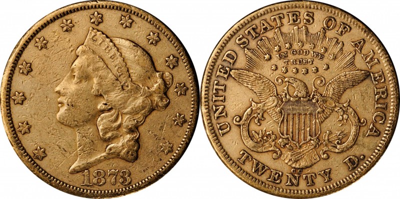 1873-CC Liberty Head Double Eagle. Extremely Fine, Surface Damage, Cleaned (Unce...