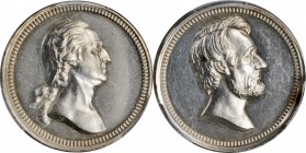 Undated (ca. 1864) Washington - Lincoln Medalet. Paquet P Obverse - Paquet Lincoln Die. Silver. 18 mm. Musante GW-449, Baker-245A, Julian PR-30. Speci...