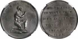 Great Britain--Middlesex. Undated (1790s) Am I Not a Man and a Brother Token. D&H-235. White Metal. Plain Edge. 33 mm. AU-58 (NGC).
Estimate: $350.00