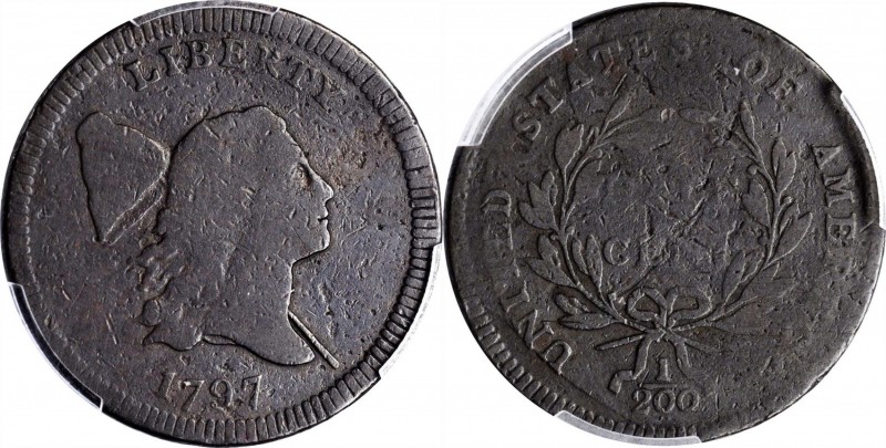 1797 Liberty Cap Half Cent. Plain Edge. Good-6 (PCGS).
PCGS# 1036. NGC ID: 2228...