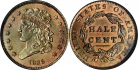 1835 Classic Head Half Cent. MS-63 RB (ANACS). OH.
PCGS# 1169. NGC ID: 2233.
Estimate: $350.00