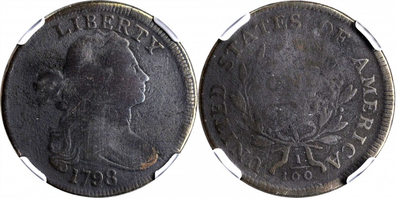 1798 Draped Bust Cent. S-145. Rarity-3. Style I Hair. Good Details--Environmenta...