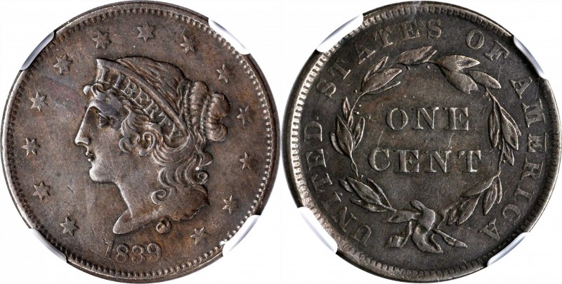 1839 Modified Matron Head Cent. N-14. Rarity-3. Booby Head. EF-40 BN (NGC).
PCG...