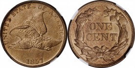1857 Flying Eagle Cent. Type of 1857. Kenneth Bressett Signature. MS-65 (NGC).
PCGS# 2016. NGC ID: 2276.
Estimate: $2100.00