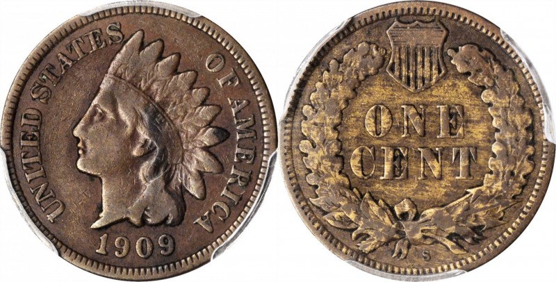 1909-S Indian Cent. Fine-12 (PCGS).
PCGS# 2238. NGC ID: 2298.
Estimate: $250.0...