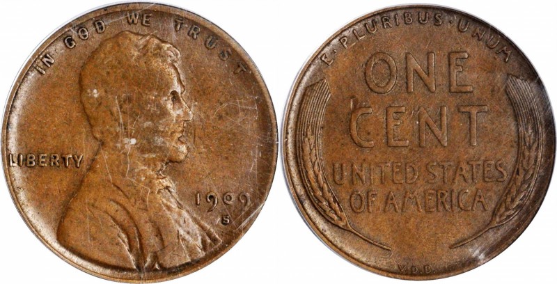 1909-S Lincoln Cent. V.D.B. Fine-15 (PCGS). OGH.
PCGS# 2426. NGC ID: 22B2.
Est...