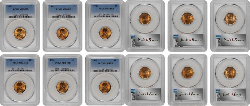 Lot of (6) 1923 Lincoln Cents. MS-64 RB (PCGS).
PCGS# 2544. NGC ID: 22CA.
Esti...