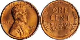 1942-S Lincoln Cent. MS-67 RD (PCGS). CAC.
PCGS# 2710. NGC ID: 22E3.
Estimate: $125.00