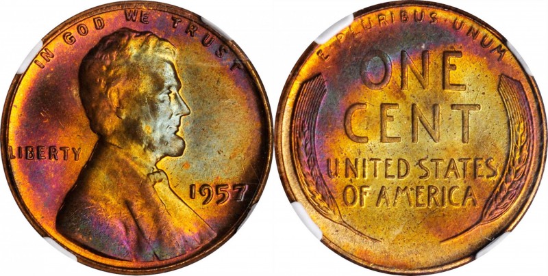 1957 Lincoln Cent. MS-66 * RB (NGC).
PCGS# 2841. NGC ID: 22FM.
Estimate: $150....