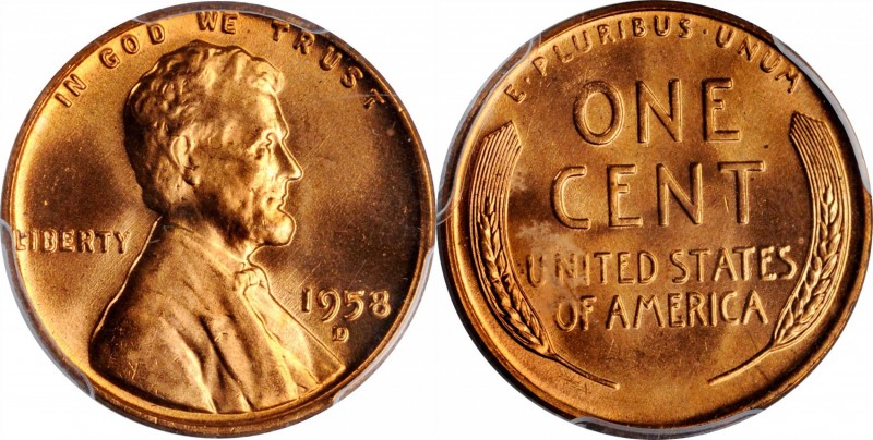 Lot of (6) Certified Full Red Gem Mint State 1958-D Lincoln Cents.
Included are...