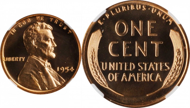 Lot of (2) Superb Proof Lincoln Cents. (NGC).
Included are: 1954 Proof-67+ RD C...