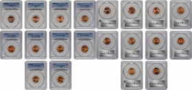 Lot of (19) Certified Mint State Lincoln Cents.
Unless otherwise stated, all examples are certified by PCGS. Included are: 1952-D MS-65 RD; 1953-S MS...