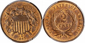 1865 Two-Cent Piece. Fancy 5. MS-65 RB (PCGS). CAC.
PCGS# 38257. NGC ID: 22NA.
Estimate: $400.00