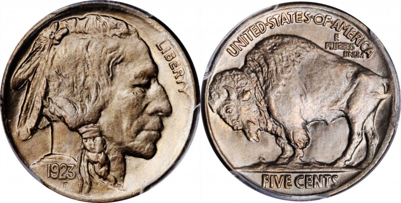 1923 Buffalo Nickel. MS-65 (PCGS).
PCGS# 3949. NGC ID: 22RV.
Estimate: $275.00