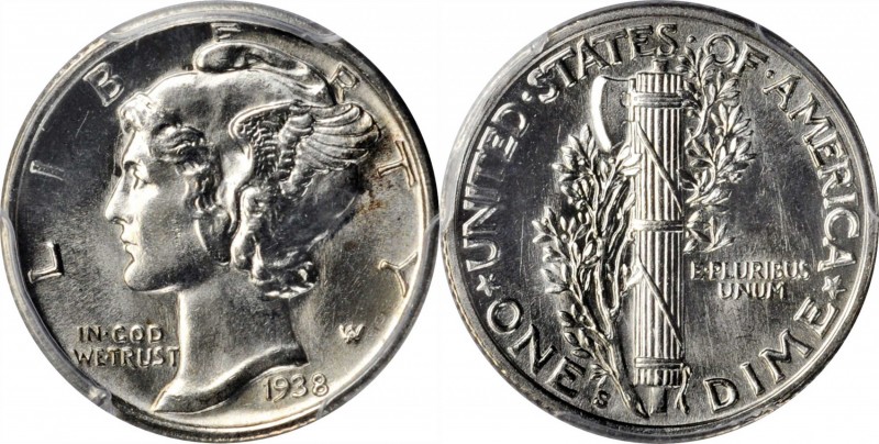 1938-S Mercury Dime. MS-65 FB (PCGS).
PCGS# 5015. NGC ID: 23JP.
Estimate: $75....
