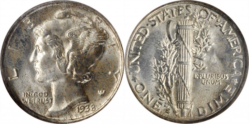 1938-S Mercury Dime. MS-65 FB (NGC).
PCGS# 5015. NGC ID: 23JP.
Estimate: $75.0...