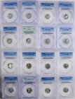 Lot of (16) Proof Roosevelt Dimes. (PCGS).
Included are: (2) 1958 Proof-66; (2) 1958 Proof-65; 1960 Proof-67, OGH; 1961 Proof-67; 1961 Proof-64; 1968...