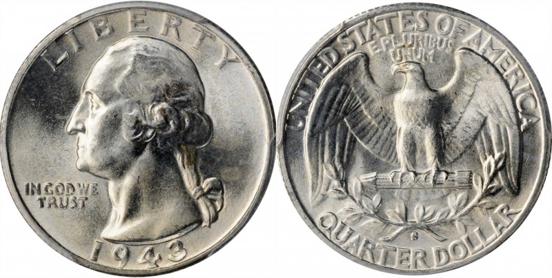 1943-S Washington Quarter. MS-67 (PCGS).
PCGS# 5822. NGC ID: 2457.
Estimate: $...