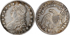 1825 Capped Bust Half Dollar. EF-40 (PCGS).
PCGS# 6142. NGC ID: 24FL.
Estimate: $110.00