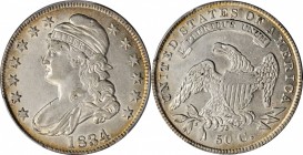1834 Capped Bust Half Dollar. Large Date, Small Letters. AU-53 (PCGS).
PCGS# 6165.
Estimate: $210.00