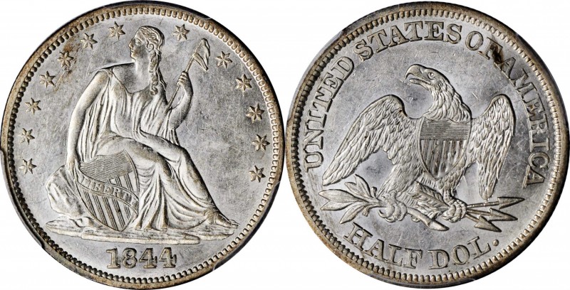 1844 Liberty Seated Half Dollar. AU-55 (PCGS).
PCGS# 6245. NGC ID: 24GZ.
Estim...