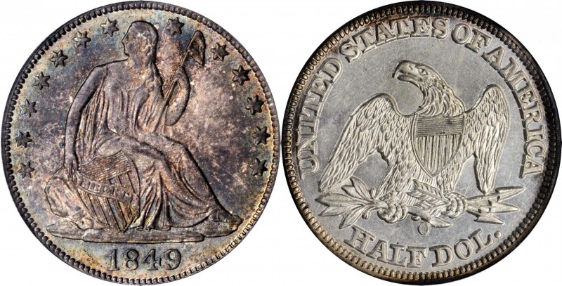 1849-O Liberty Seated Half Dollar. MS-64 (PCGS).
PCGS# 6263. NGC ID: 24HF.
Fro...