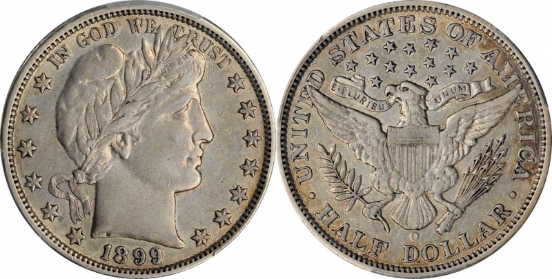 1899-O Barber Half Dollar. EF-40 (PCGS).
PCGS# 6484. NGC ID: 24M7.
Estimate: $...