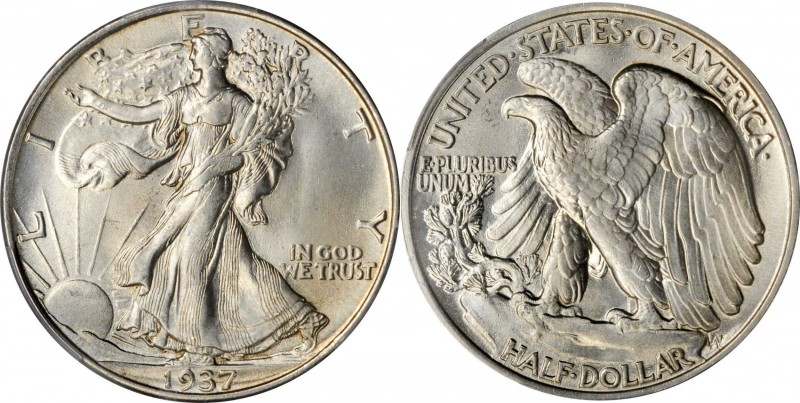 1937 Walking Liberty Half Dollar. MS-66 (PCGS).
PCGS# 6601. NGC ID: 24RR.
Esti...