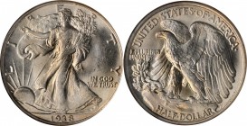 1938 Walking Liberty Half Dollar. MS-64 (NGC).
PCGS# 6604. NGC ID: 24RU.
Estimate: $100.00