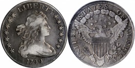 1799 Draped Bust Silver Dollar. VF-25 (NGC).
PCGS# 6878. NGC ID: 24X7.
Estimate: $2000.00