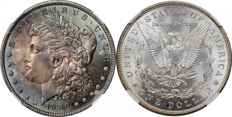 1886 Morgan Silver Dollar. MS-64 (NGC).
PCGS# 7166. NGC ID: 254V.
Estimate: $1...