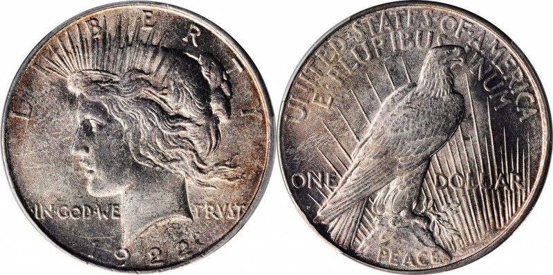 1922-D Peace Silver Dollar. MS-65 (PCGS).
PCGS# 7358. NGC ID: 257D.
Estimate: ...