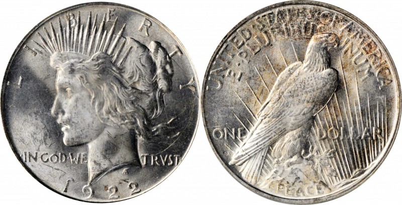 1922-D Peace Silver Dollar. MS-64 (PCGS). CAC. OGH.
PCGS# 7358. NGC ID: 257D.
...