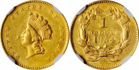 1854 Gold Dollar. Type II. AU-58 (NGC).
PCGS# 7531. NGC ID: 25C3.
Estimate: $475.00