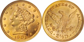 1901 Liberty Head Quarter Eagle. MS-63 (PCGS).
PCGS# 7853. NGC ID: 25LS.
Estimate: $250.00