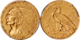 1910 Indian Quarter Eagle. AU-55 (PCGS).
PCGS# 7941. NGC ID: 2892.
Estimate: $220.00