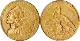1915 Indian Quarter Eagle. AU-58 (PCGS). CAC.
PCGS# 7948. NGC ID: 289A.
Ex Newman Collection.
Estimate: $300.00