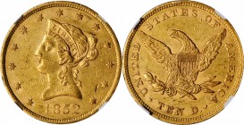1852 Liberty Head Eagle. AU-55 (NGC).
PCGS# 8608. NGC ID: 263C.
Estimate: $750.00