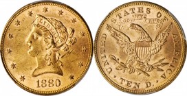 1880 Liberty Head Eagle. MS-62+ (PCGS).
PCGS# 8687. NGC ID: 265S.
Estimate: $750.00