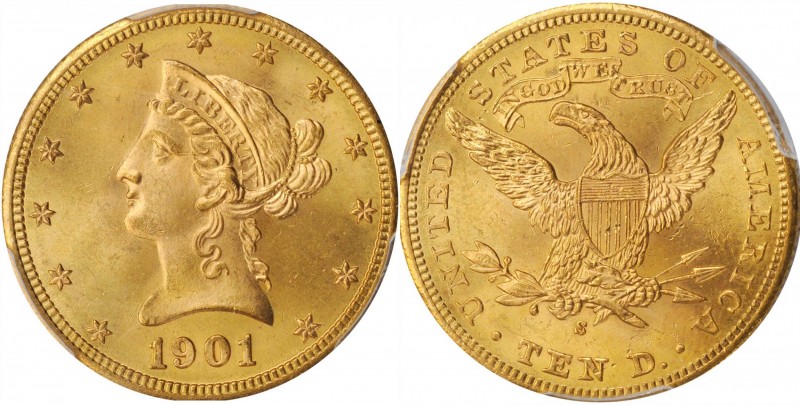 1901-S Liberty Head Eagle. MS-65 (PCGS). CAC.
PCGS# 8749. NGC ID: 267S.
Estima...