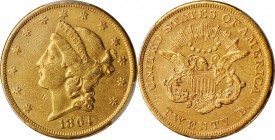 1864 Liberty Head Double Eagle. AU Details--Cleaned (PCGS).
PCGS# 8941. NGC ID: 269S.
Estimate: $3000.00