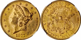 1877-S Liberty Head Double Eagle. MS-61 (NGC).
PCGS# 8984. NGC ID: 26B2.
Estimate: $1650.00