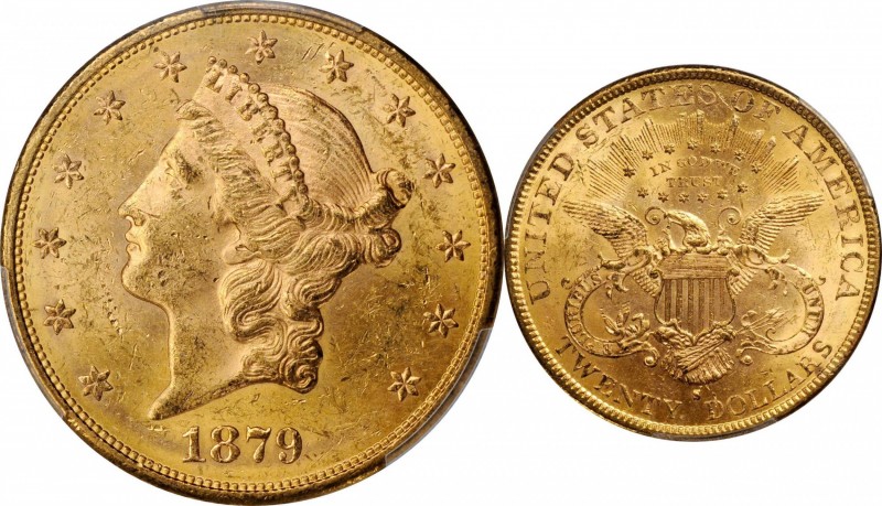 1879-S Liberty Head Double Eagle. MS-61 (PCGS).
PCGS# 8991. NGC ID: 26B9.
Esti...