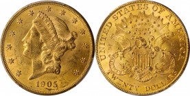 1905 Liberty Head Double Eagle. MS-61 (PCGS).
PCGS# 9047. NGC ID: 26D2.
Estimate: $2100.00
