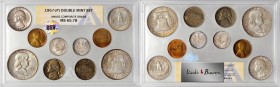 1957 Mint Set (ANACS). Original Set Verification.
The coins are individually graded, as follows: 1957: ANACS Composite Grade MS-65.78; and 1957-D: AN...