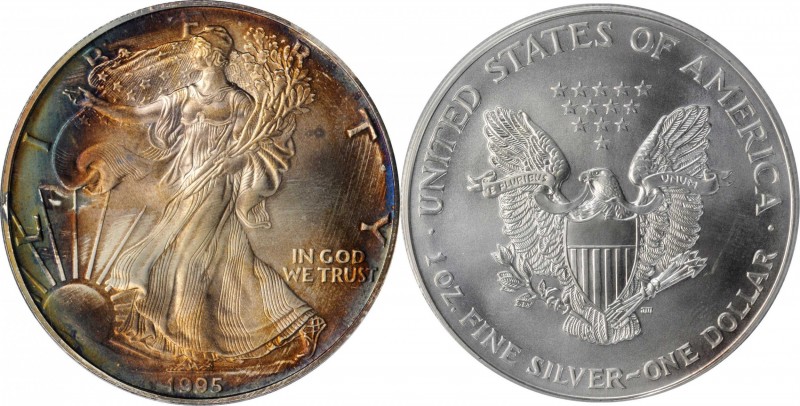 1995 Silver Eagle. MS-68 (PCGS).
PCGS# 9886. NGC ID: 26JN.
Estimate: $100.00